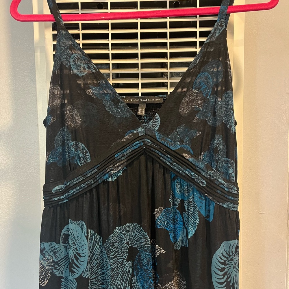White House Black Market Black and Blue Textured Dress